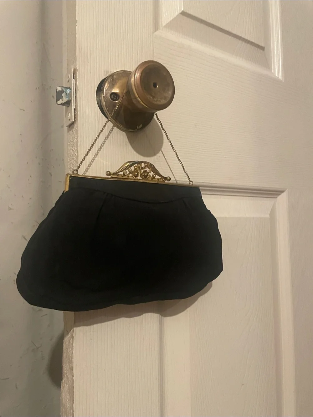 1950, Small, Black, Evening Clutch with Gold Frame, vintage
